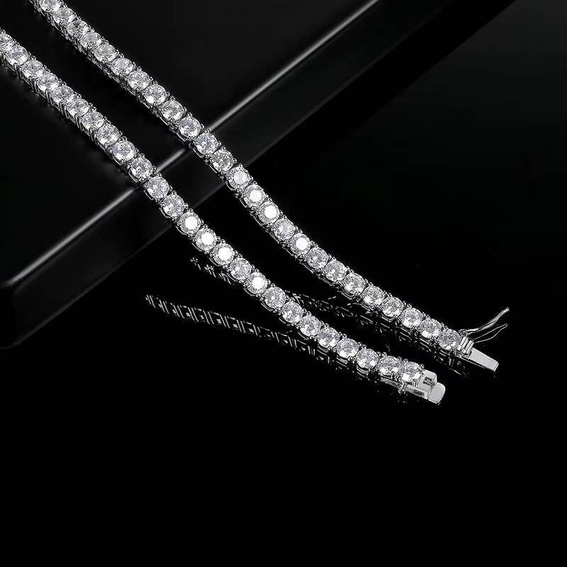 Fashion Trendy Brass 18K Gold Plated 2mm/3mm/4mm/5mm/6mm Silver Moissanite VVS Tennis Chain Necklace