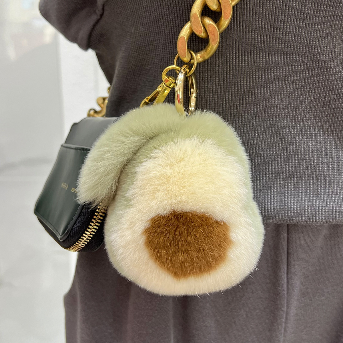 Cute Rabbit Fur Avocado Car Keychain Pendant Ins Internet Celebrity Plush Doll Backpack Decoration Gift