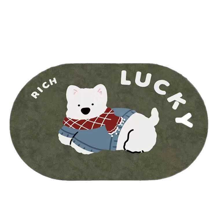 Cute Cat and Dog Cartoon Diatomaceous Earth Bath Mat Strong Absorption Irregular Shape Non-Slip Dirt-Resistant Foot Mat S260207