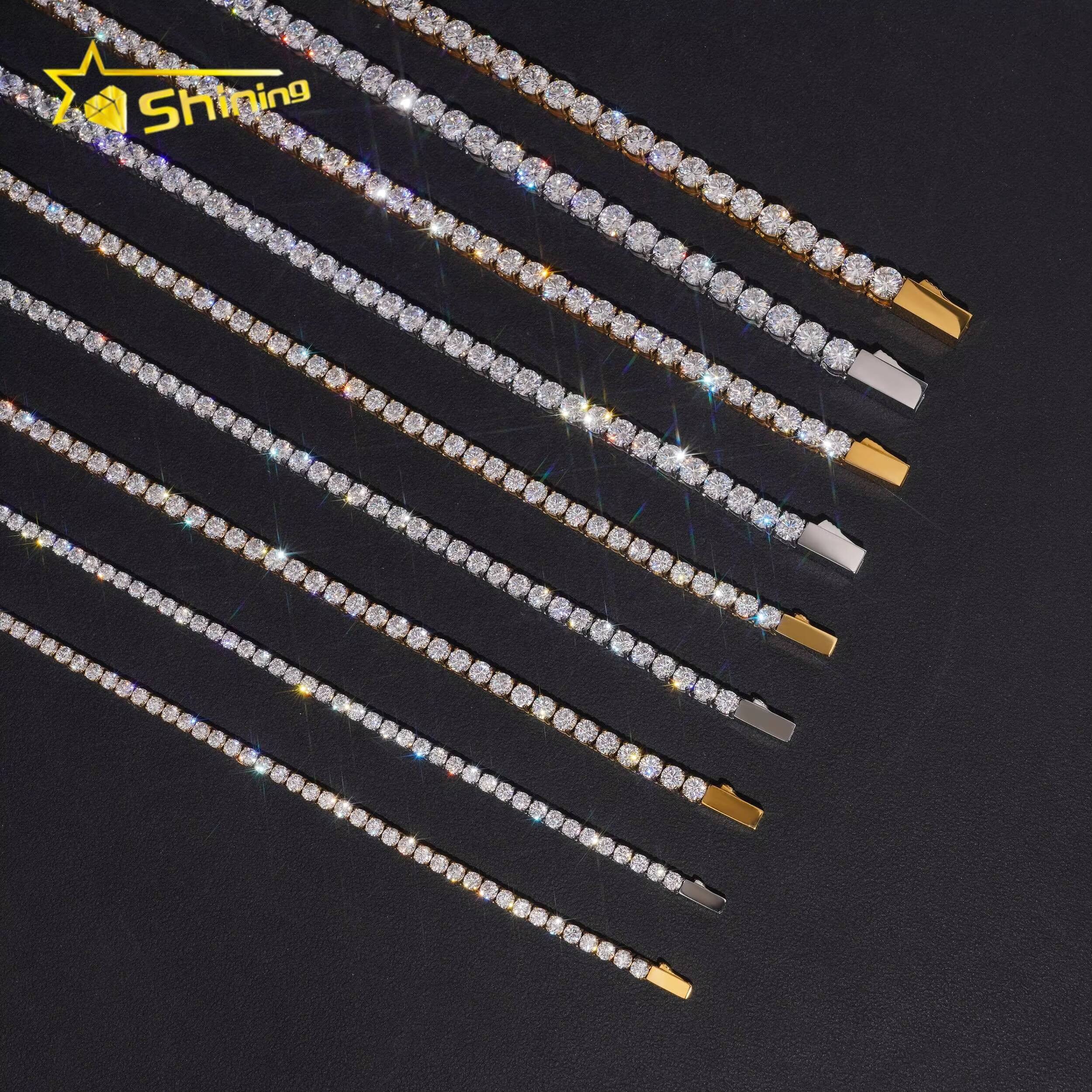 Fashion Jewelry Hip Hop Style 5A Moissanite Cuban Moissanite VVS 3mm 4mm 5mm 6mm Stainless Steel Tennis Chain