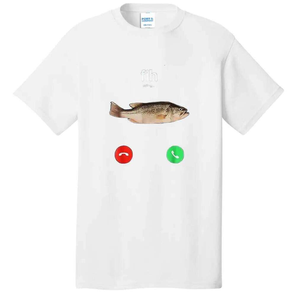 Fih Calling Remind Me Message Decline Accept Phone Call Fish T-Shirt Funny Fishman Graphic Outfit Short Sleeve Blouses Novelty X260209