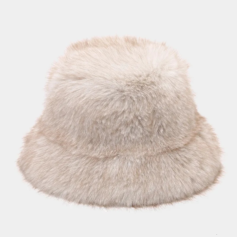 autumn and winter two tone long haired basin hat for women trendy and fluffy outdoor warm fisherman hat 260202