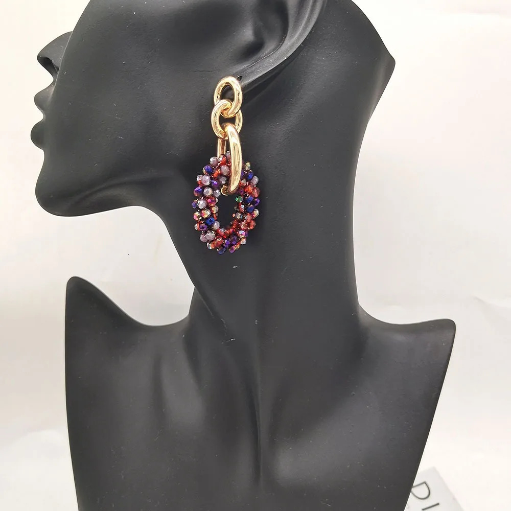 in Vintage jewellery earring Bohemian handmade Womens earrings for girls dangle jewelry rice beaded round hoops 260120