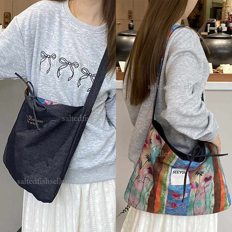 2026 Chinese Style Luxury Double-sided Canvas Bag Versatile Women's Dual-use Commuting Tote Casual Shoulder Bag Large Capacity Portable Shopping 