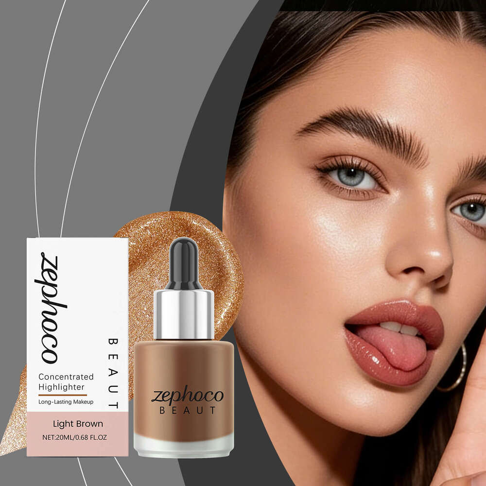 zephoco Light Brown Concentrated Highlighter Liquid Lightweight Texture Delicate Glossy Color Smooth Application