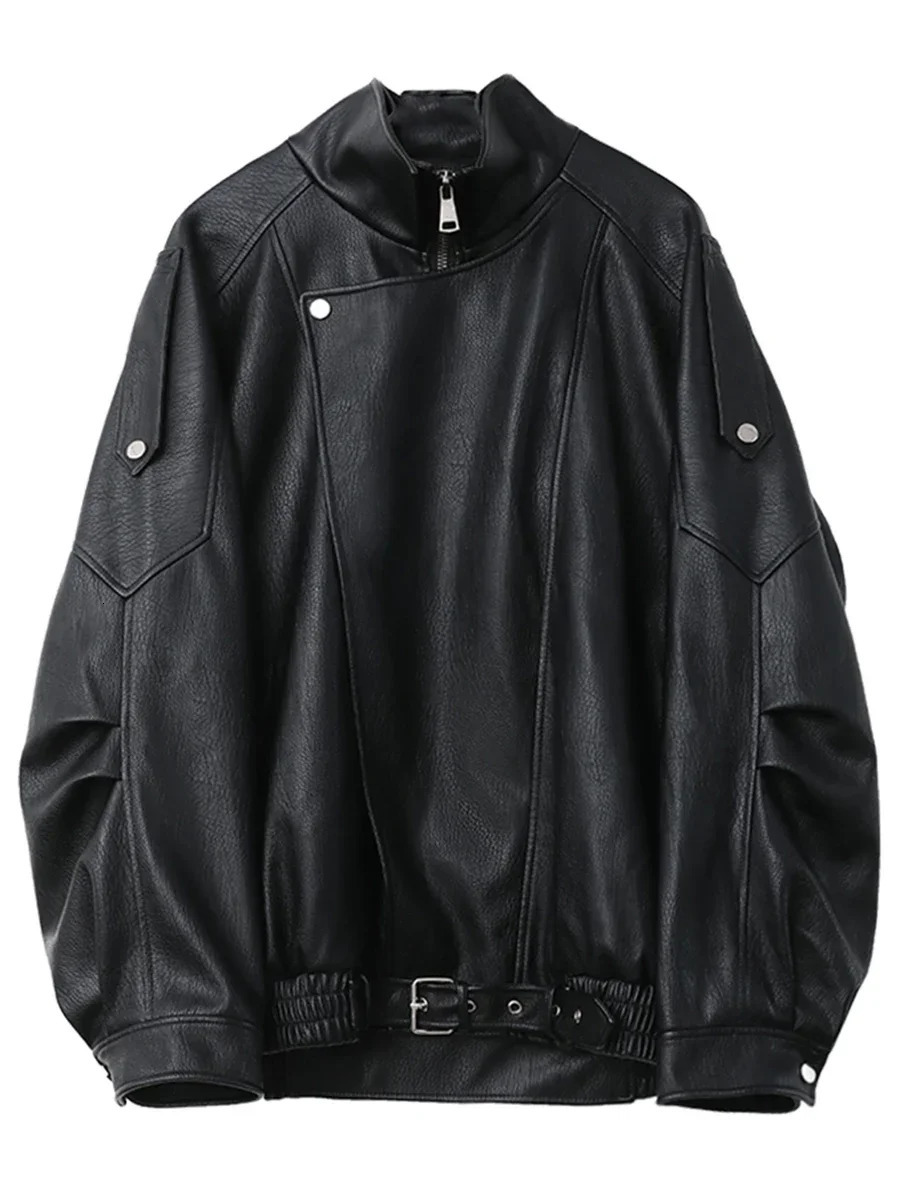CHIC VEN Female PU Jacket Solid Loose Retro Standing Collar Motorcycle Faux Leather Coat Female Top Spring Autumn 2026 260120