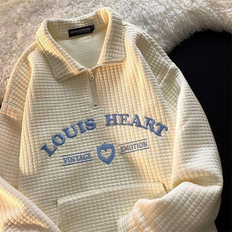 New Style Women's Polo Collar Sweatshirt Loose Versatile Thin Design Sense Matching All Seasons Half-zip Stand-neck Pullovers Fashion Embroidery 
