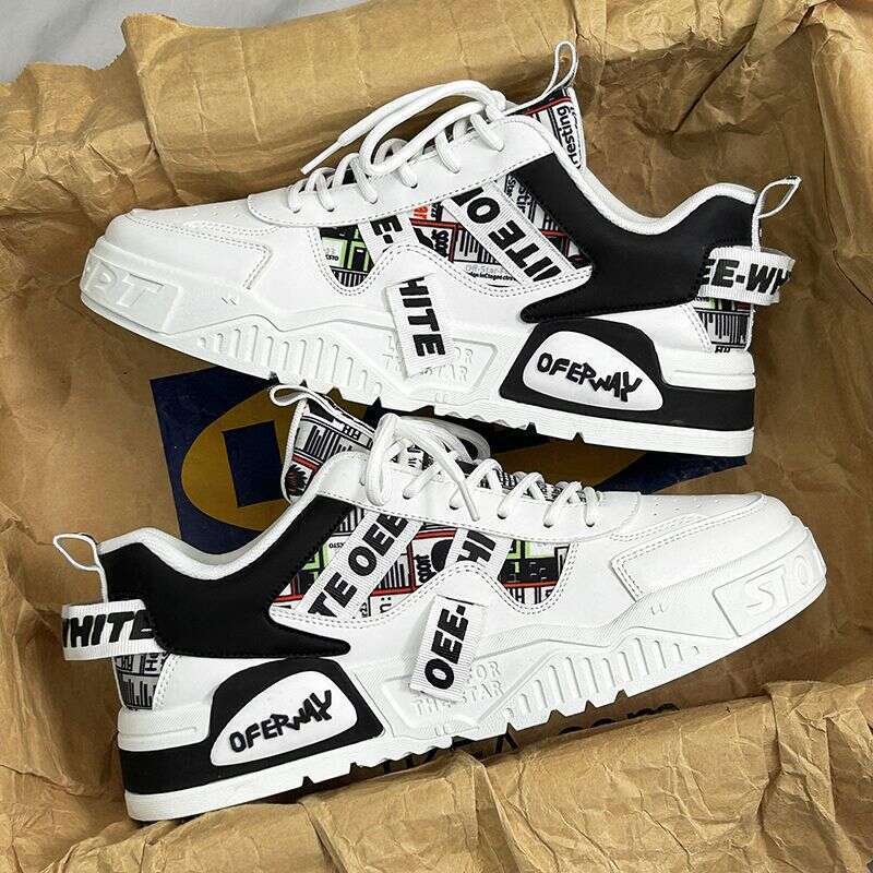 White Men's Spring Winter Breathable 2025 New Brand Thick Sole Sports Casual Sneakers Niche Versatile Trendy Shoes