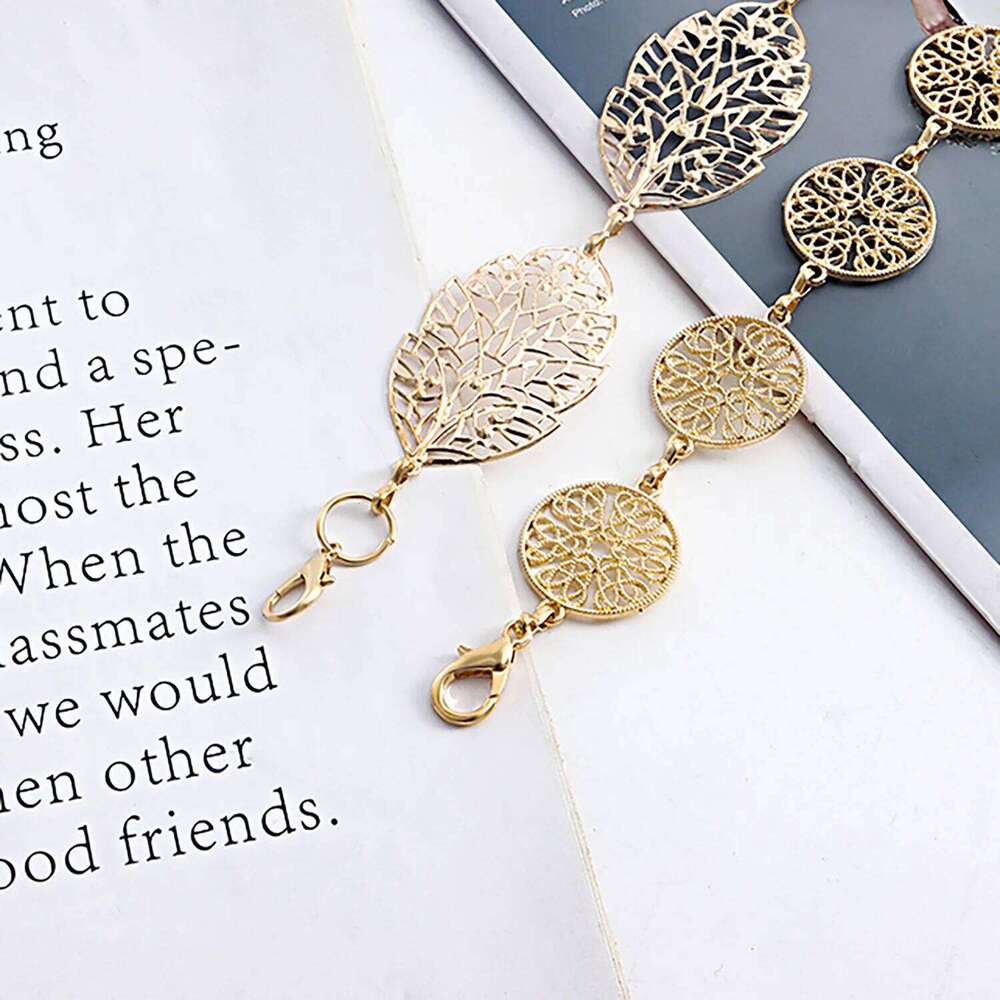 Personalized Metallic Punk Versatile Hollow Leaf Decorative Waist For Women Unique Design Elegant Body Chain X260209