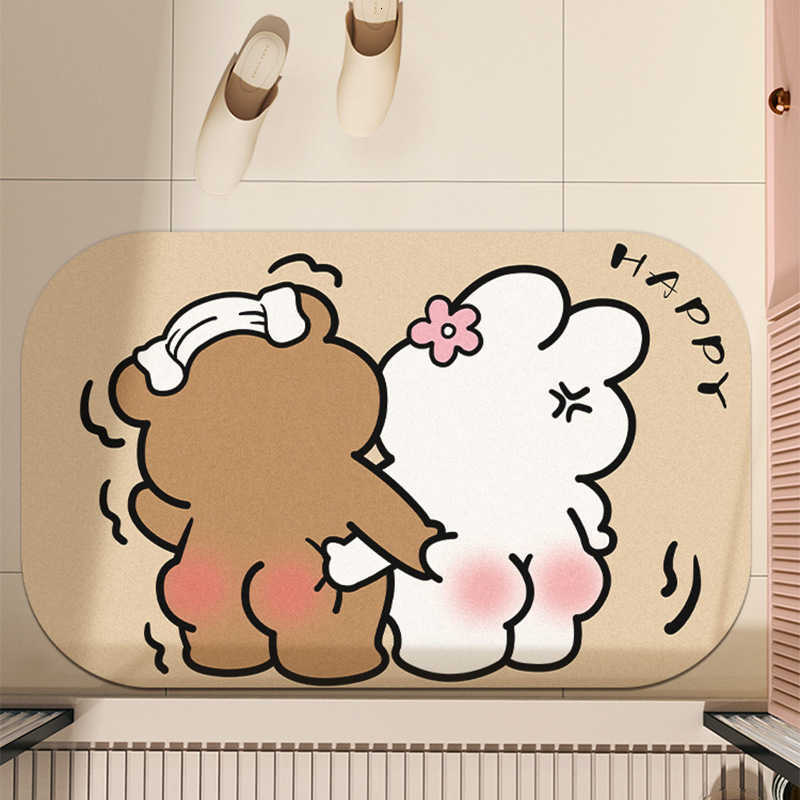 Cartoon Squishy Crystal Velvet Absorbent Floor Mat for Bathroom and Toilet Non-Slip Quick-Dry Doormat Easy to Clean Entryway Mat S260207