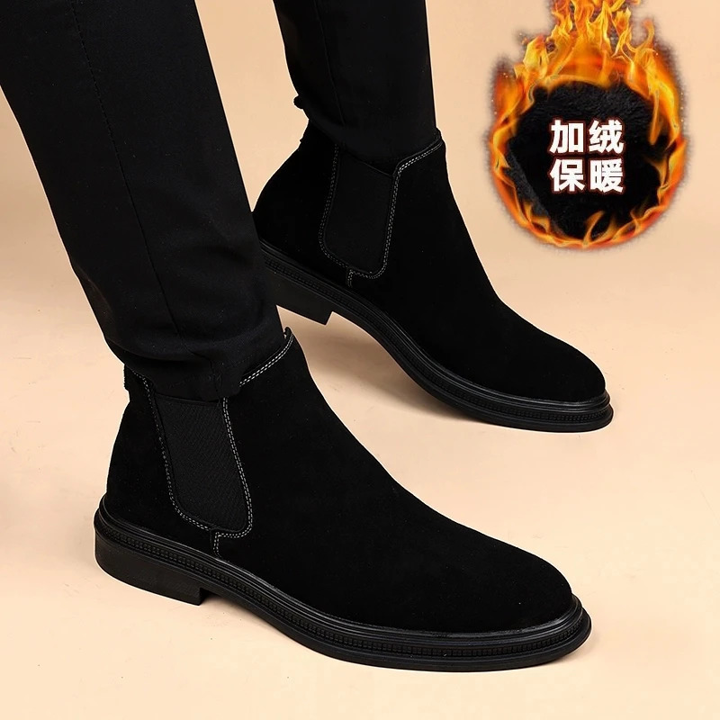 Mens Chelsea Boots Genuine Leather 2025 Autumn Winter Trend Thicksoled Men Ankle Allmatch Marton 260208