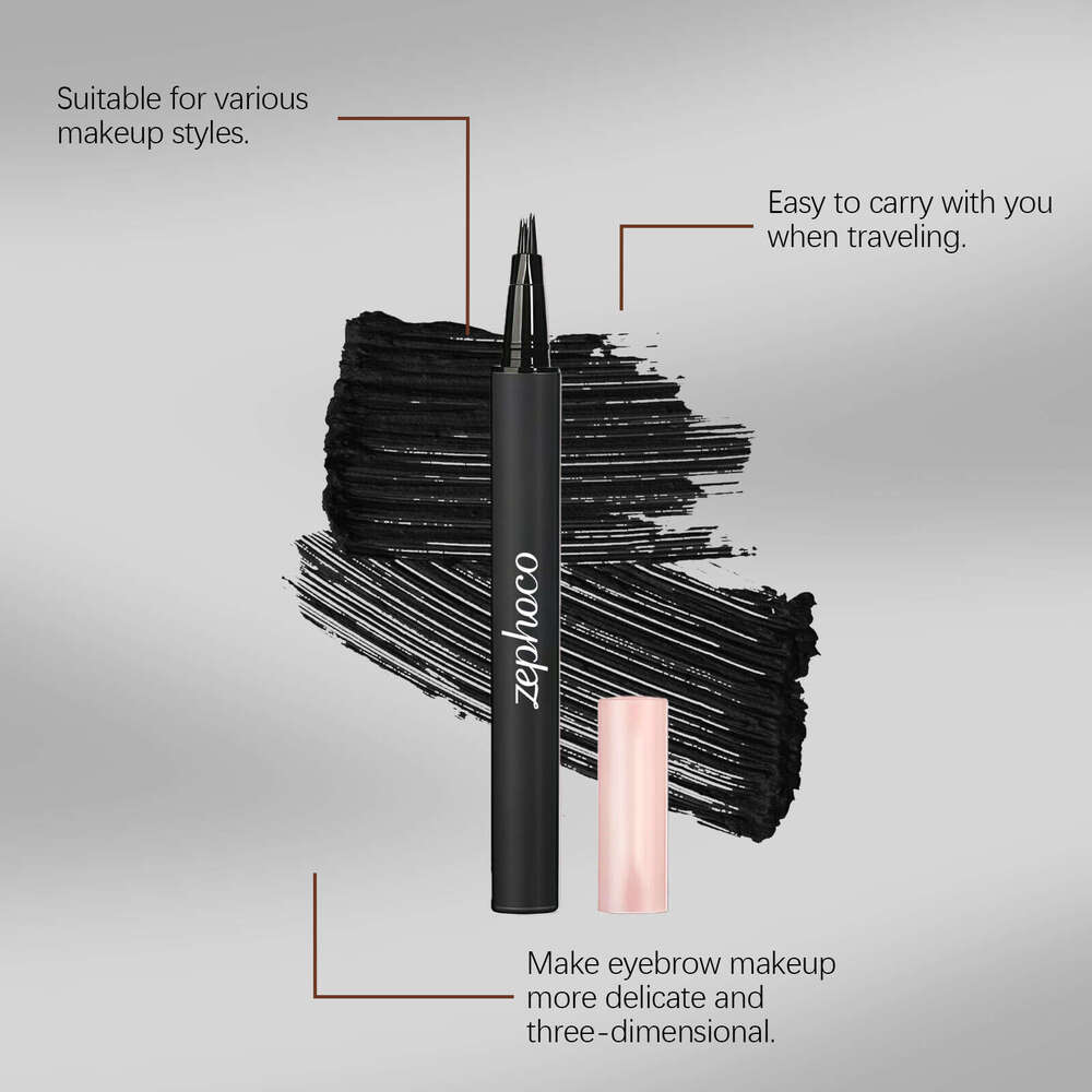Zephoco Black Micro Carving Create Wild Three-Dimensional Shape Natural Color Smooth Easy to Use Eyebrow Pencil