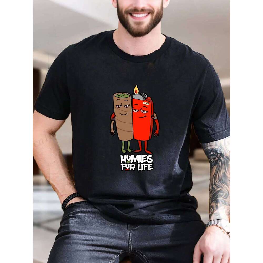 New Arrival Fashion Men's Cotton Hot Dogs Print T-Shirt Breathable Soft Stylish Casual Daily Wear with Funny Graphic Tee X260209