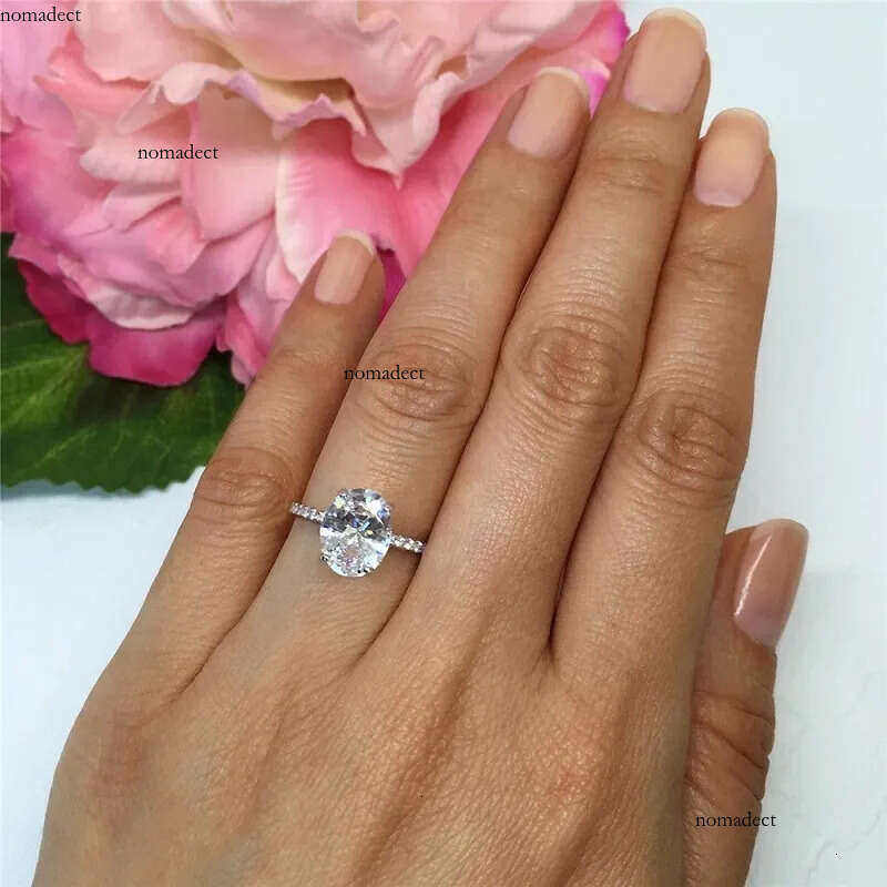 Womens Wedding Fashion Sier Gemstone Engagement Rings For Women Simulated Dia Ring Jewelry 9f