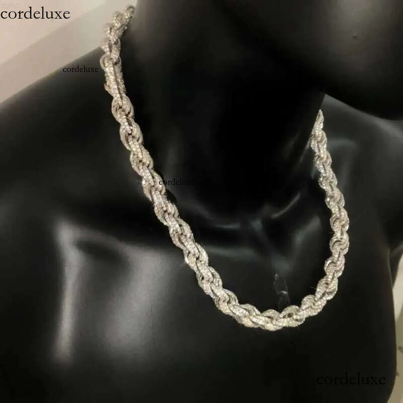 Twisted Moissanite S 10k 14k Solid Gold Hip Hop Men Jewelry Cuban Necklace Iced Out Vvs Dia Rope Chain 9c