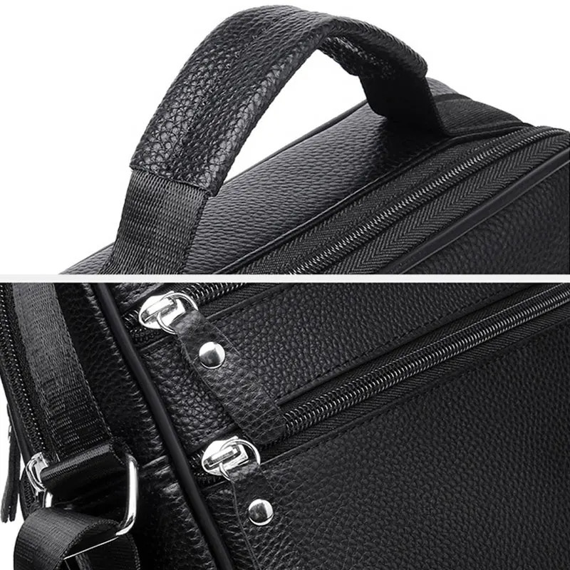 Genuine Leather Mens Bag Men Business Shoulder Large Capacity Square Man Crossbody Bags High Quality Cowhide Handbag 260208