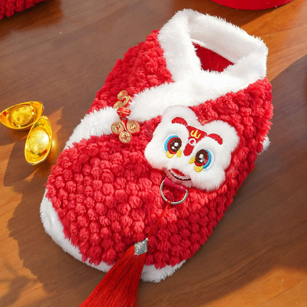 New Year Chinese Style Embroidered Fleece Warm Pet Clothes Teddy Plush Dog Tang Suit Cat Supplies Apparel