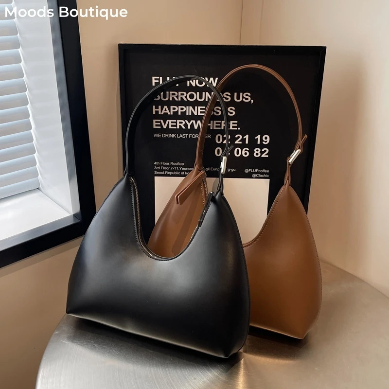 MOODS Fashion Underarm Shoulder Bags For Women PU Leather Pure Color Armpit Hobo Bag Purses And Handbag 260205