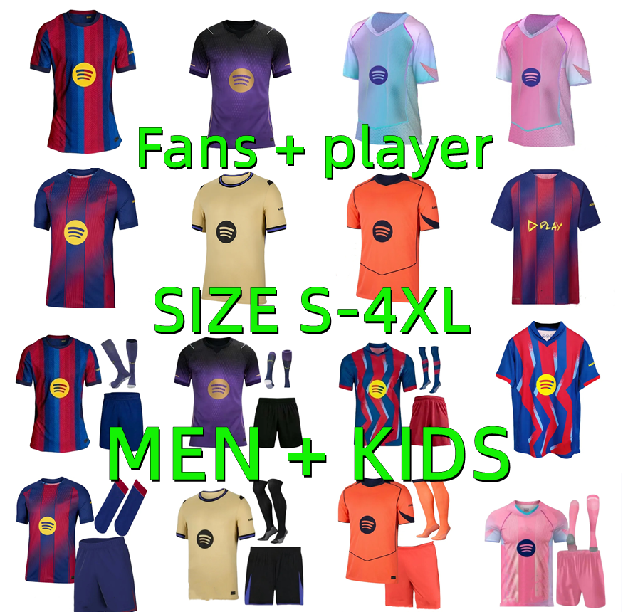 25 26 27 Barcelona LAMINE YAMAL PEDRI GAVI Soccer JerseyS 2025 2026 2027 RAPHINHA F. DE JONG FERMIN Lewandowski Camiseta De Football Shirt men kids kit Player version