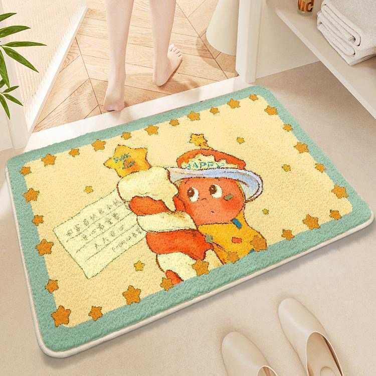 Cartoon Cute Star Man Bathroom Floor Mat Soft Imitation Cashmere Carpet Bedroom Toilet Doorway Rug S260207