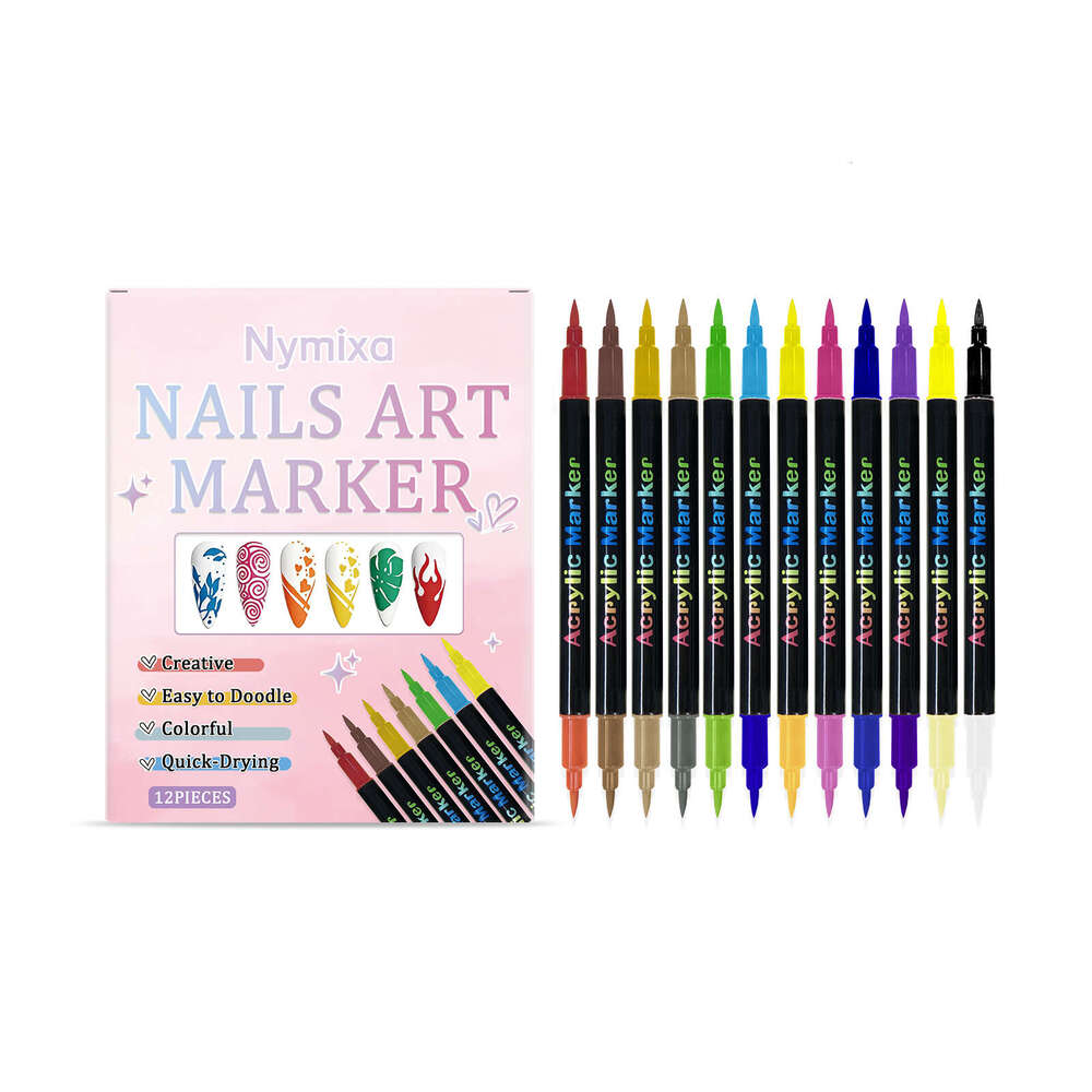 Nymixa Double-Headed DIY Pen Creative Hand-Painted Cover Colorful Pattern Nail Art Set