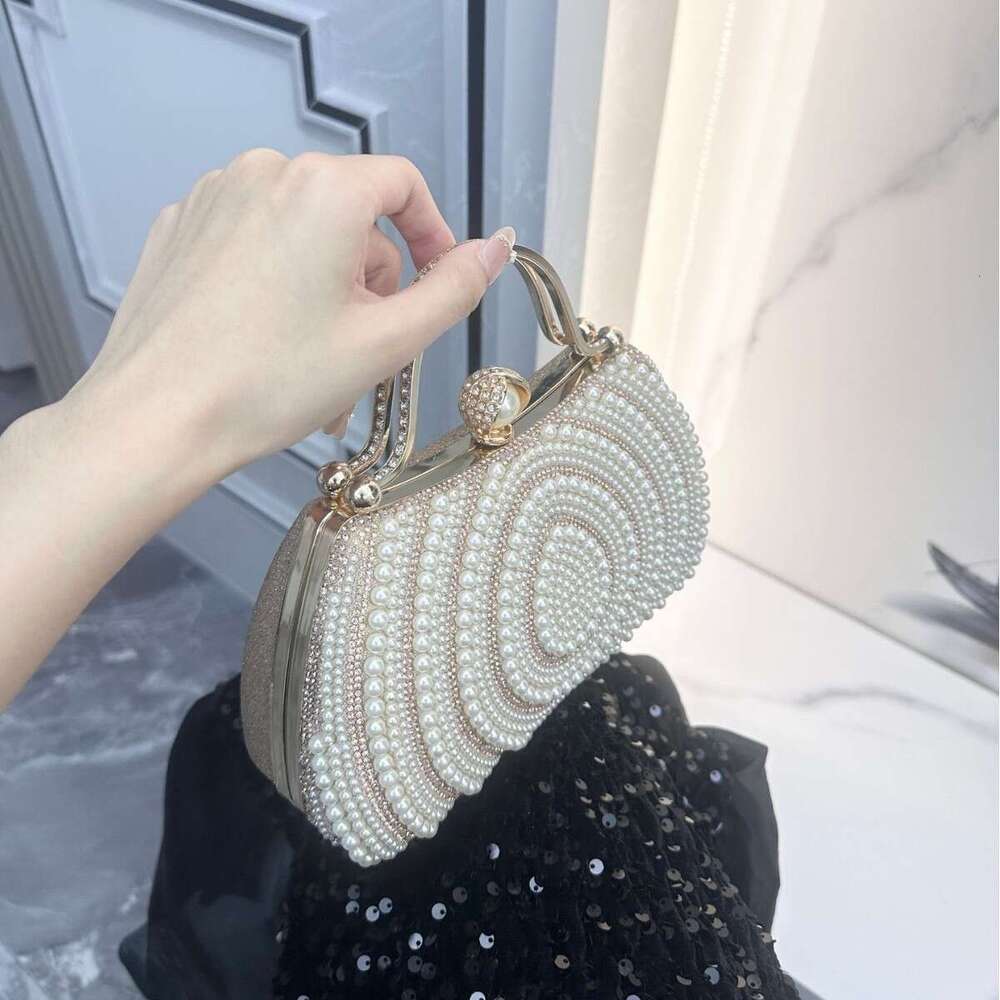 New European And American Style Women S Dress With Diamond Embellishments Pearl Evening Single Shoulder Crossbody Bag Clutch Wallet