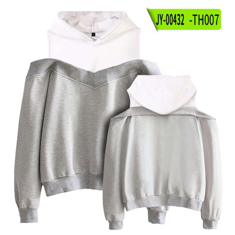 Source Goods Can Print Logo Spring And Autumn New Casual Versatile Loose Solid Color Off-Shoulder Hooded Sweatshirt Women's Jacket