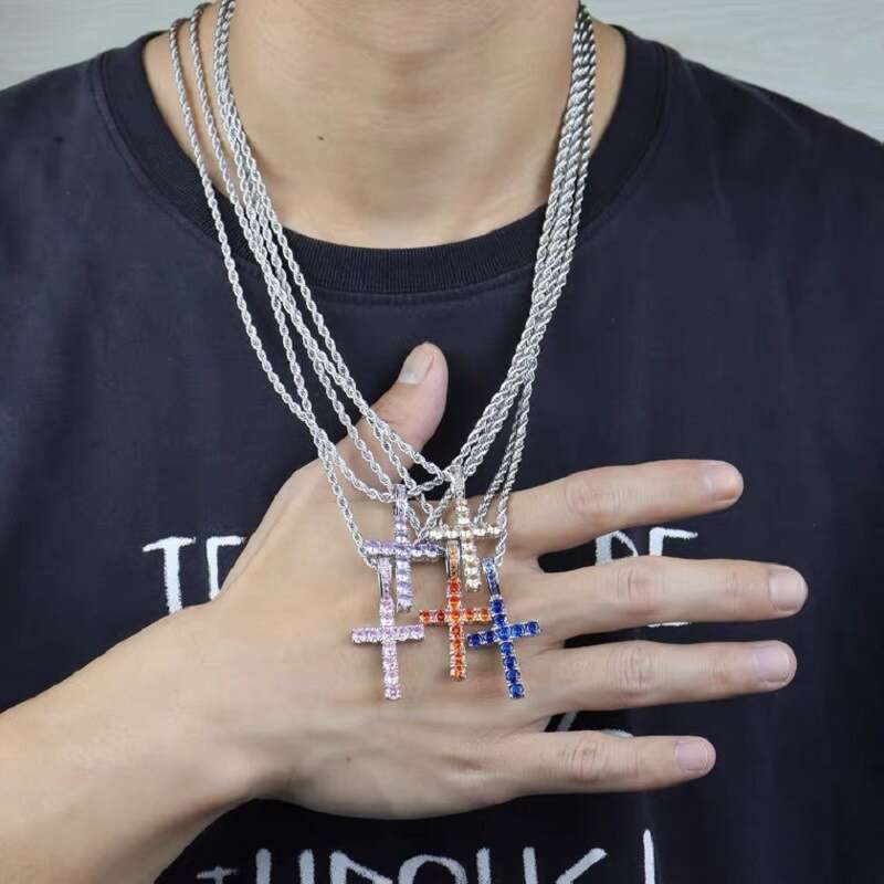 Zircon Cross Necklace Trendy Hip-Hop Versatile Accessory