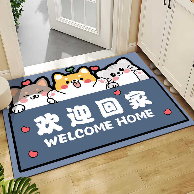 Entrance Door Welcome Home Mat Household Entrance Bathroom Door Mat Non-Slip Water Absorbent Wear-Resistant Entrance Mat S260207