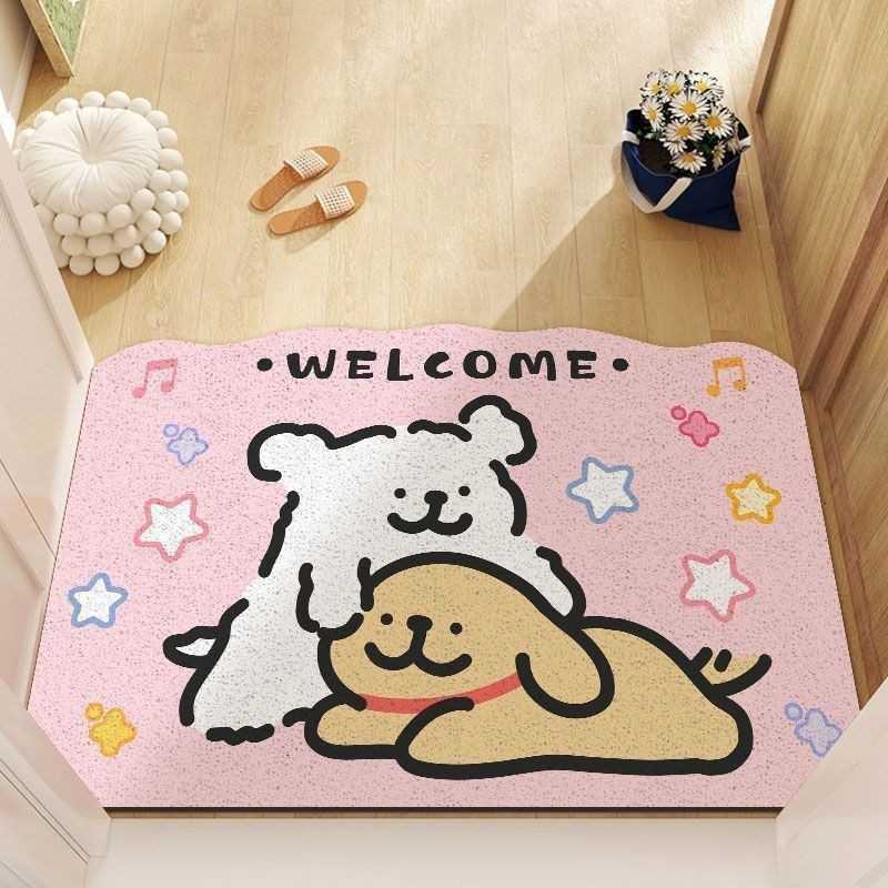Cartoon Puppy Entryway Doormat Non-Slip Dirt-Resistant Easy to Clean Washable Absorbent Carpet S260207