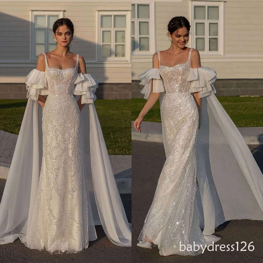 Nice-looking Wedding Dress Mermaid Strapless Appliques Sequined Sleeveless Elegant Bride Gown Vestido De Noiva Custom Made