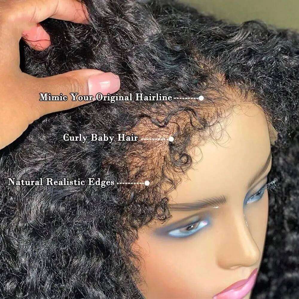 Jerry Curly Front Human Wig Brazilian Pre Plucked Baby Hair To Ear HD Lace Natural Color Full Edges Look SHXI