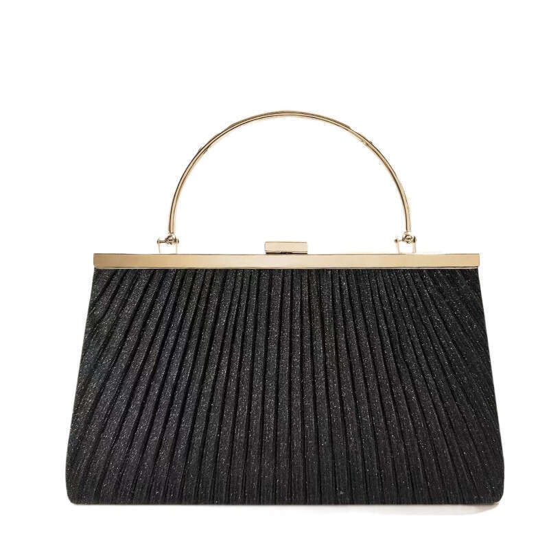 New Simple Fashion Pleated Handbag Shiny Evening Phone Women S Banquet Cheongsam Dress Bag