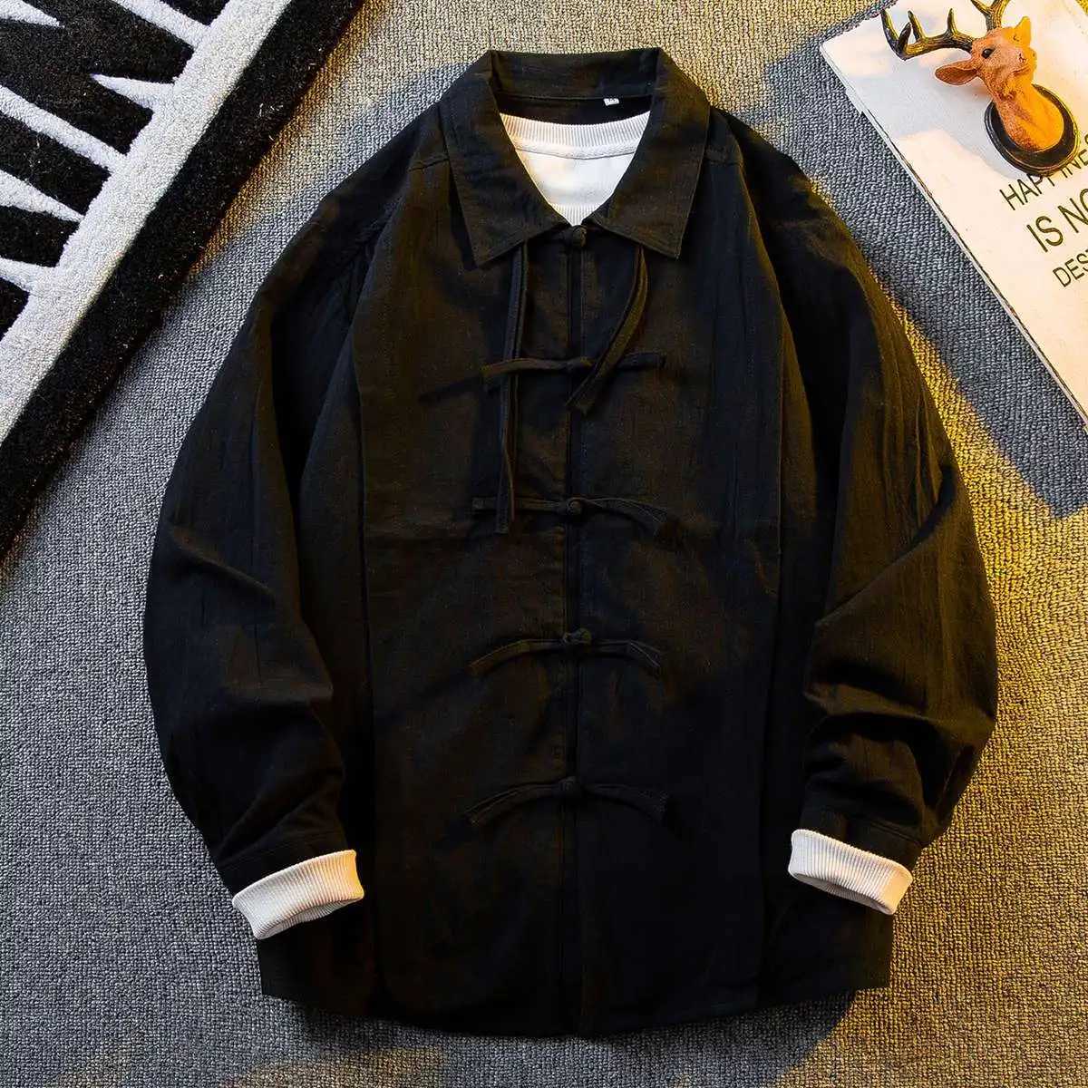 Spring Autumn New Chinese Buttoned Shirts Jacket Fashion Mens Retro Chinese Style Loose Casual Shirt Men Tops Male Clothes C260209