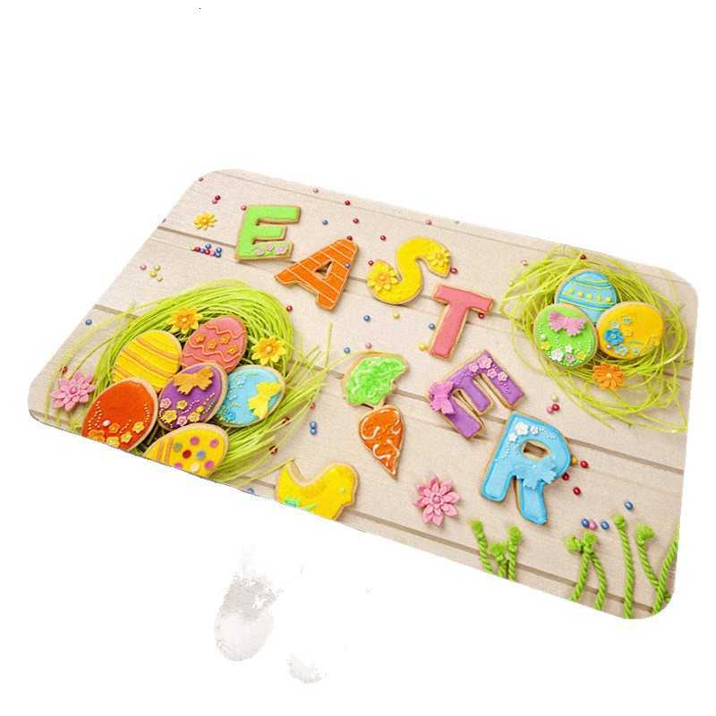TEMU Easter Bunny Entrance Doormat with Egg Decoration Dirt-resistant and Easy to Clean S260207