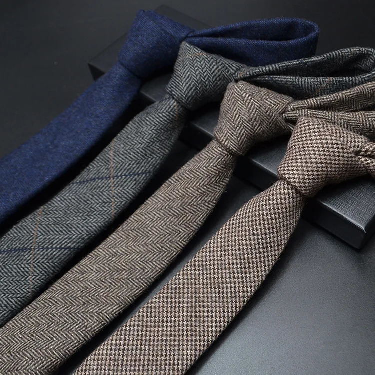 High quality Wool Narrow Tie For Male Work Casual Wedding Groom 6CM Neckties Neckwear Formal Neckcloth Groomsmen Ties men gifts 260208