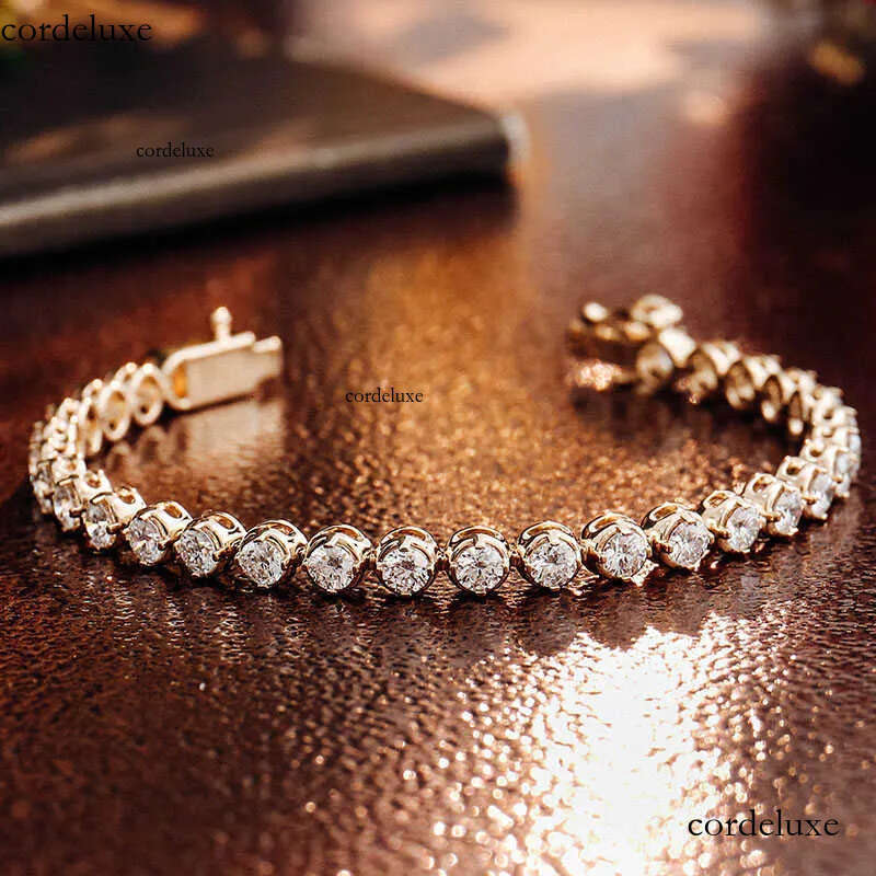 Moissanite Jewelry Custom Lab Grown Dia Tennis Bracelet Sier 10k 14k Gold Bezel Setting Chain Hot Sell 67
