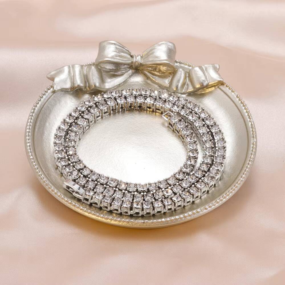 Hiphop 18k Gold Iced Out Chain Moissanite VVS Necklace Choker Moissanite Diamond Men Tennis Necklace