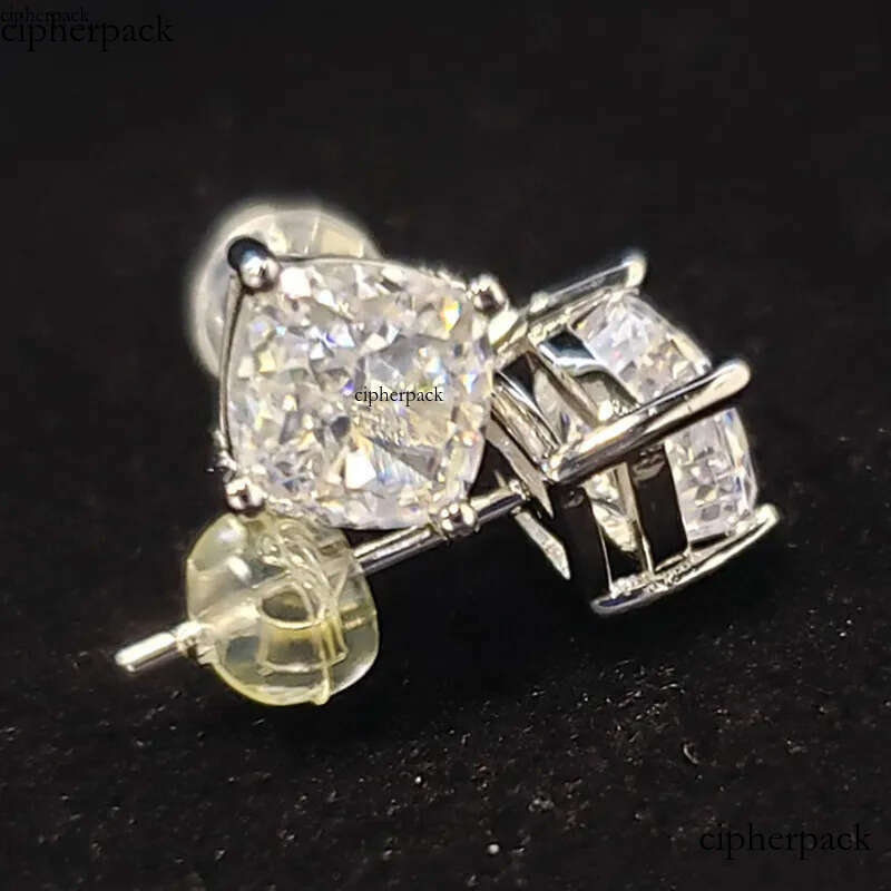 2025 Rulalei Brand Top Sell Elegant Sterling Sier Simple Fashion Jewelry Cushion Shape Lab Moissanite Dia Party Sweet Cut Women Wedding Stud Earring G