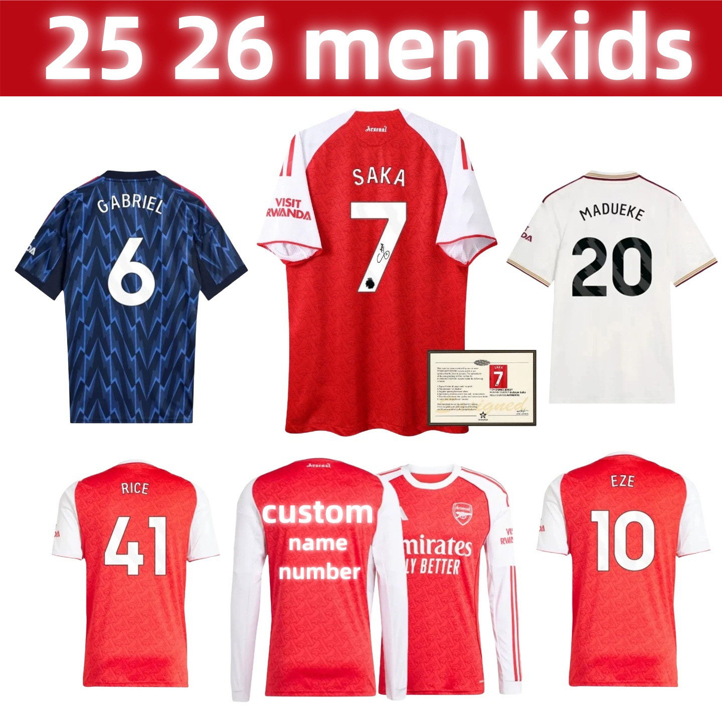 Arsen 25 26 27 SAKA Soccer Jerseys football jersey ODEGAARD RICE EZE HAVERTZ GYOKERES MARTINELLI LEWIS-SKELLY SALIBA ZUBIMENDI Football Shirt Kids Child Training