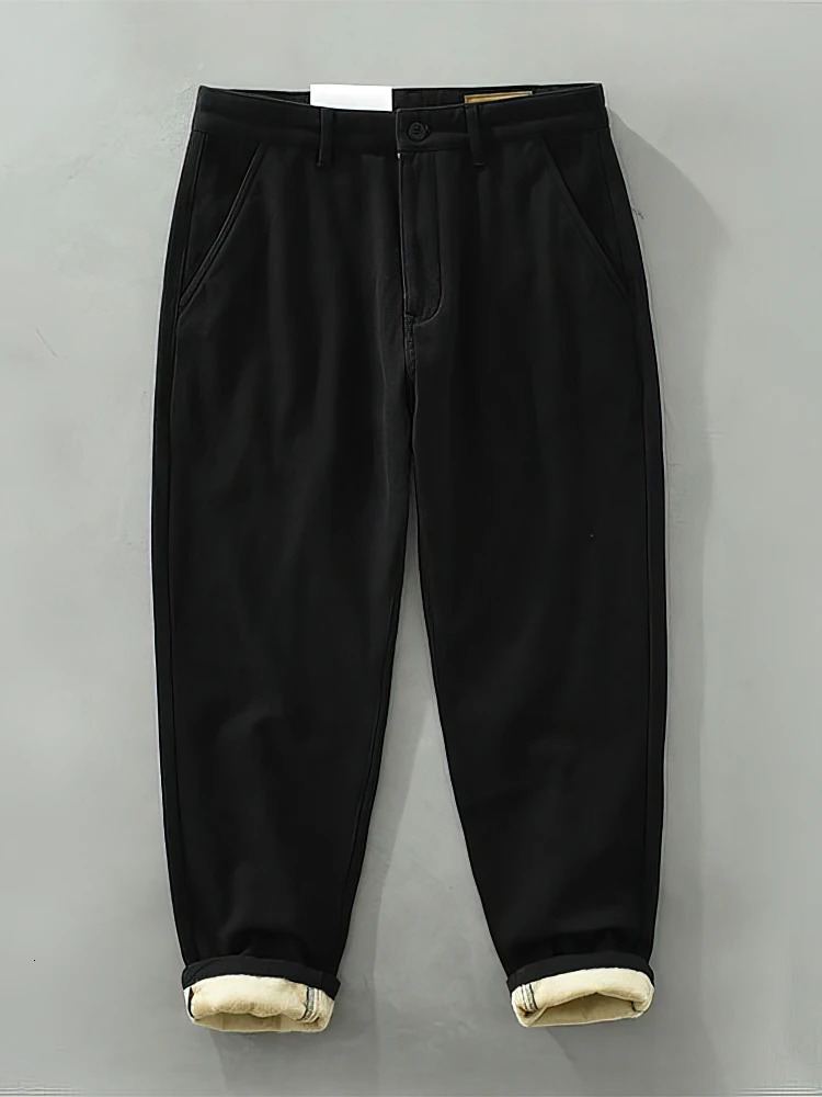 100 Cotton Casual Chino Pants Men Loose Jogger Pants Sport Sweatpants Straight Khaki Trousers 260208