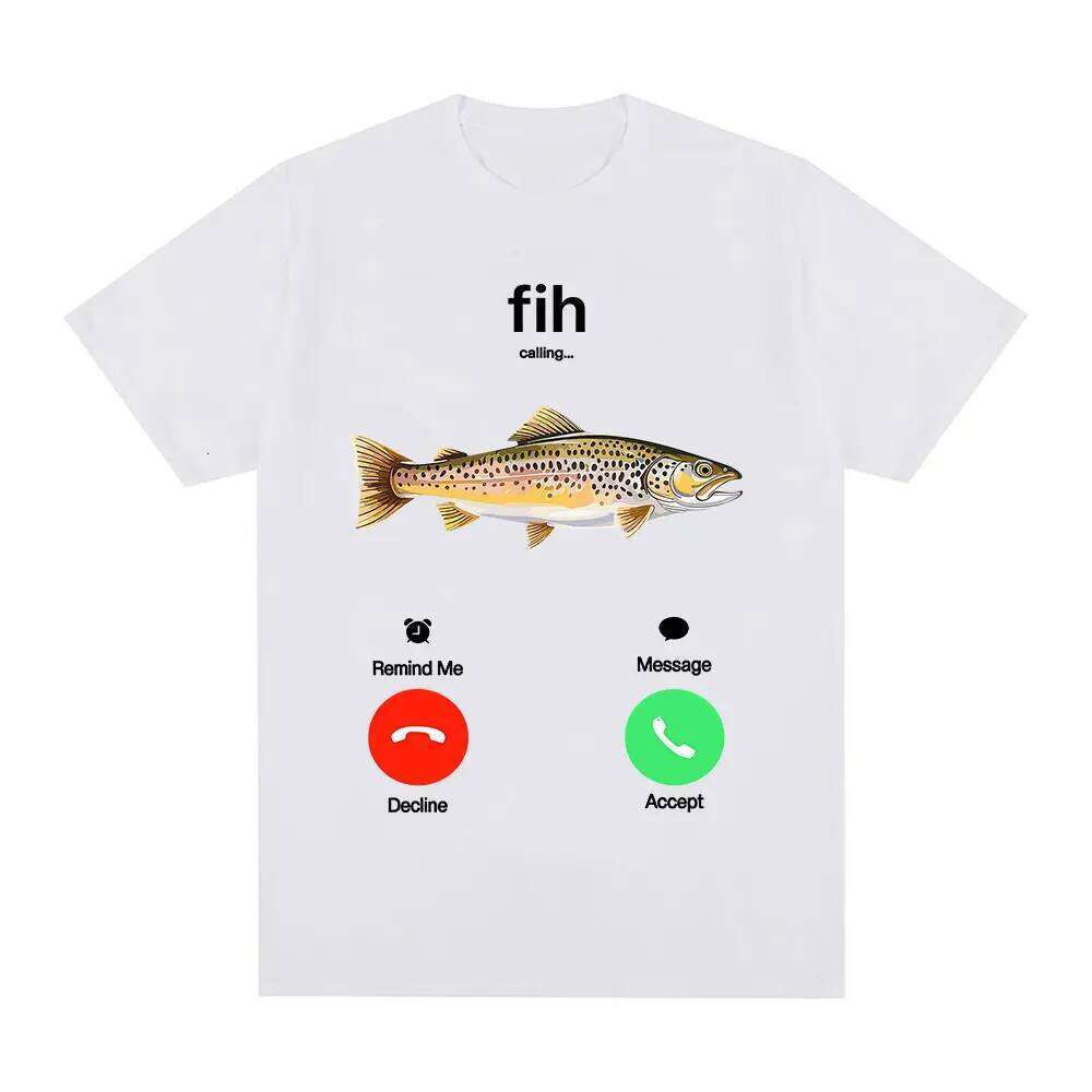 Divertido Fih llamando recordareme mensaje se acepta llamada telefnica camisetas pescado traje de Fishman camiseta X260209