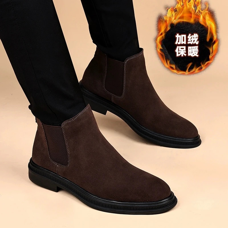 Mens Chelsea Boots Genuine Leather 2025 Autumn Winter Trend Thicksoled Men Ankle Allmatch Marton 260208