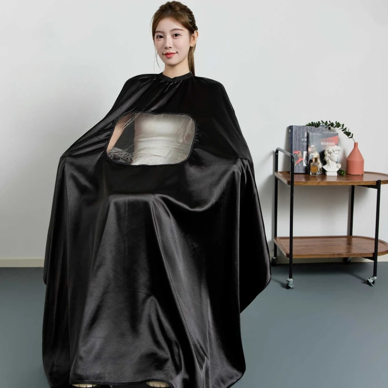 Silk Hair Cutting Wrap Cloth For Hair Salons Pink Hairdressing Cape Barber Haircut Apron Long Sleeve Hairdresser Robe 260203