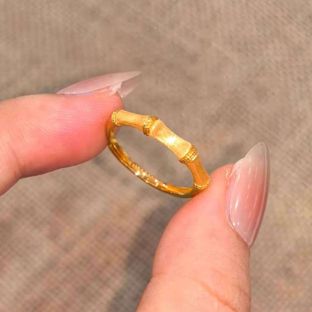 New Chinese-style Gold-brushed Bamboo Ring With A Casual Design Versatile And Available