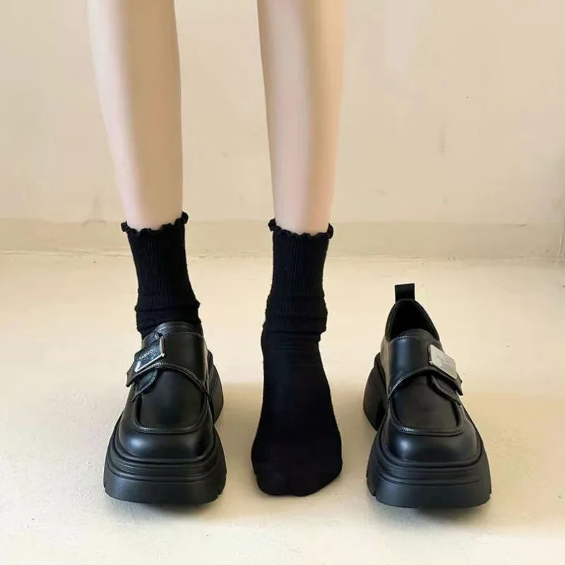 Lefu Shoes 2025 Spring and Autumn Style French Japanese Tall Leather Shoe 260208