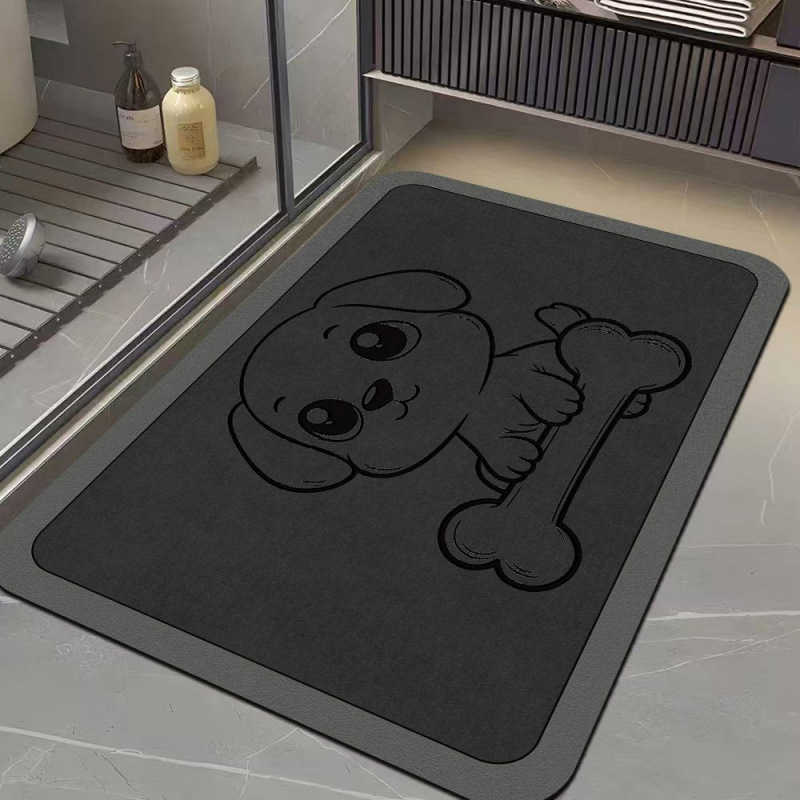 Bathroom floor mat gray door mat water-absorbent non-slip quick-drying dirt-resistant mat for bathroom entrance home use soft diatomite mat S260207