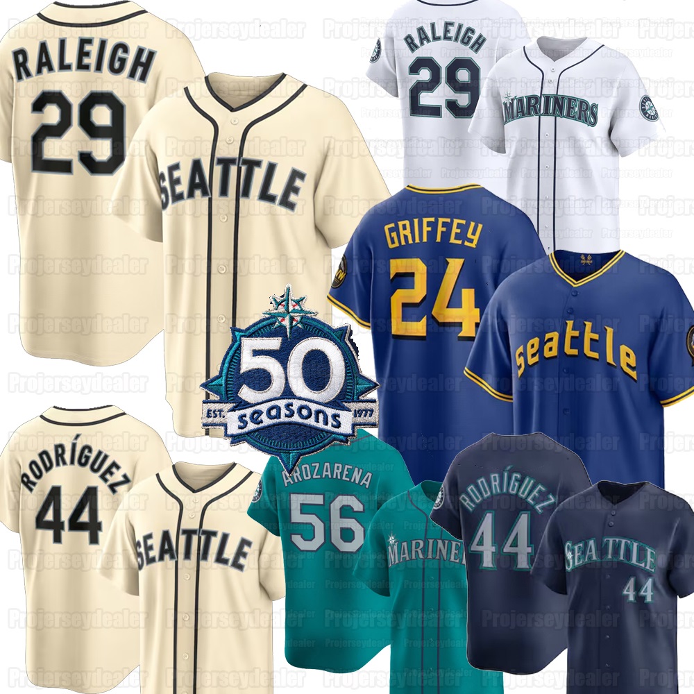 29 Cal Raleigh Mariners Randy Arozarena 2026 50th Steelheads Jersey Josh Naylor J.P. Crawford Julio Rodriguez Ken Griffey Jr. Rowdy Tellez Mitch Garver Seattles