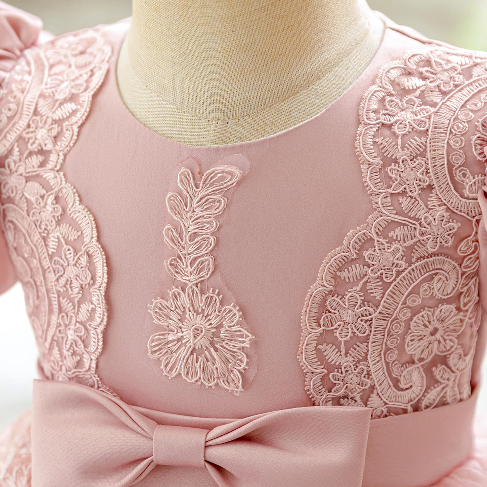 Infant Embroidery Flower Party Baby Girls Dress Elegant Bow Wedding Bridesmaids Princess Prom Dresses Baby Baptism Evening Gown 260124