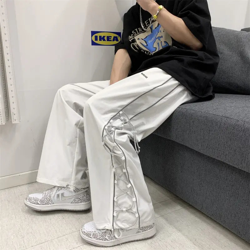 Reflect Streetwear Mens Pants Oversize Wide Pants Harajuku Sweatpants Fashion Joggers Skateboard Pants Techwear 260208